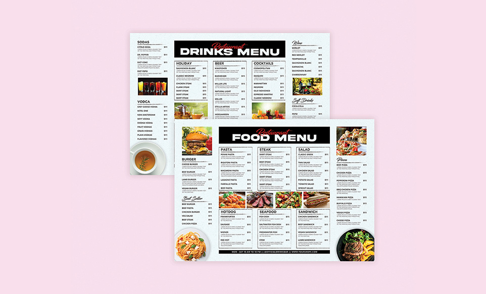 Restaurant Menu Template branding fast food food menu template menu template print restaurant menu template