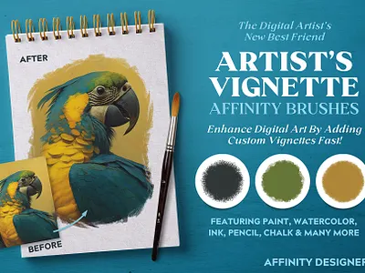 Artist’s Vignette Affinity Designer Brushes affinity brush brushes chalk designer paint parrot pencil vector vignette vignettes watercolor