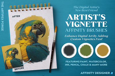 Artist’s Vignette Affinity Designer Brushes affinity brush brushes chalk designer paint parrot pencil vector vignette vignettes watercolor