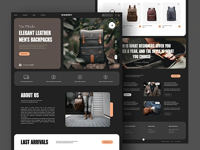 Exery - Ecommerce Website Design backpacks bags cart catalog e commerce ecommerce marketplace mens backpacks mens bags online shopping online store shop shopify shopping store web design website woocommerce