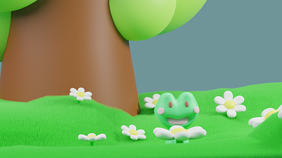 Cute frogi 3d animation blender design illustration