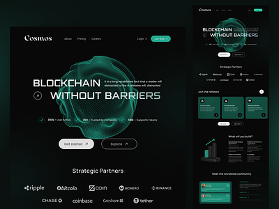 Blockchain Landing Page banking blockcain blockchain landing page blockchain website clean crypto crypto currency crypto exchange dark green investment landing page modern design nft nft website trading website ui ui design uiux ux design