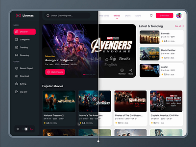 OOT Platform Landing Page 🎥 🍿 animation landing page ott platform ui website