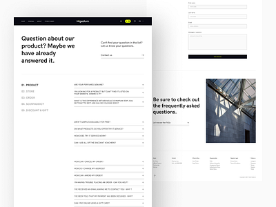 FAQs & Contact Page about page about us case study case study website contact page contact us contact us page ecommerce faqs faqs page help page minimalist perfume perfume shop perfume shop website perfume website support page ux ui design visual design web design