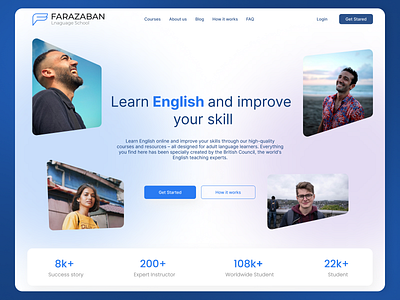 Farazaban Language education website interface design language learning minimal ui ux website