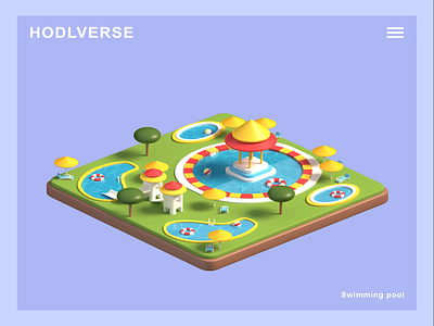 HODLVERSE - Swimming Pool 3d 3d animation blender branding city crypto game house icon illustration isometric landing page lowpoly motion graphics nft render unity video