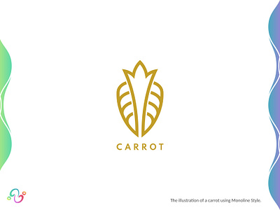 Carrot Logo brand design brand designer carrot food gold golden healthy line logo design logo designer logo for sale logo idea logo inspiration logomark logotype luxury monoline vegan vegetable zzoe iggi