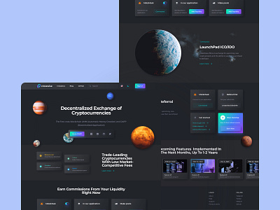 Cryptocurrency Launchpad crypto dark design homepage interface ui uiux ux