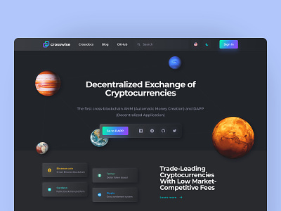 Cryptocurrency Launchpad crypto dark design homepage interface ui uiux ux