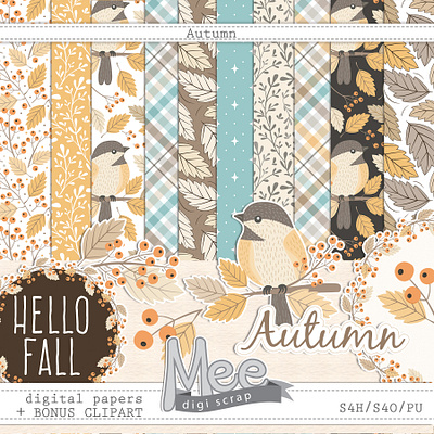 Scrapbook kit -Autumn autumn design digital planner stickers illustration pattern design patterns scrapbooking