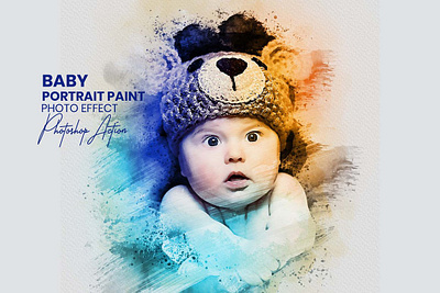 Baby Portrait Paint Photo effect abstract animation art baby branding design drawing effect graphic design illustration motion graphics mrikhokon paint photo photo effect photoshop photoshop action portrait