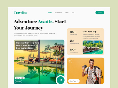 Travel website hero section creative hero section resort tourism travel travel web ui ux vacation webpage website