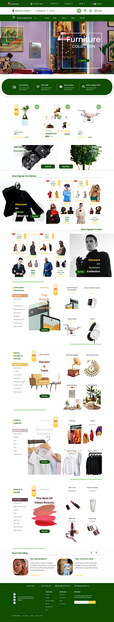 Multivendor E-Commerce Landing Page Design branding design ecommerce home page landing page ui ux vector website design