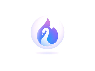 Swan + fire gradient icon illustrator logo swan vector