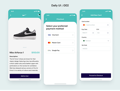 Daily UI Challenge 002 addtocart appdesign checkout clean dailyui dailyui 002 minimalistic nike shoes