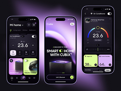 Cubix - Smart Home App android app clever design gradient home ios mobile mobile app modern smart smart device smart home smart home app smart house