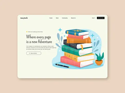 #3 Book Store Landing page book site book website books booksite daily challenge daily ui 03 daily ui 3 dailyui dailyui3 design education graphic design landing page library library website minimal ui vector website