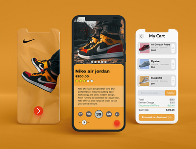 Step Up Your Shoe Game with the Nike Shoe Mobile UI animation app branding design graphic design illustration mobileui nike shoeshopping sneakers ui ux