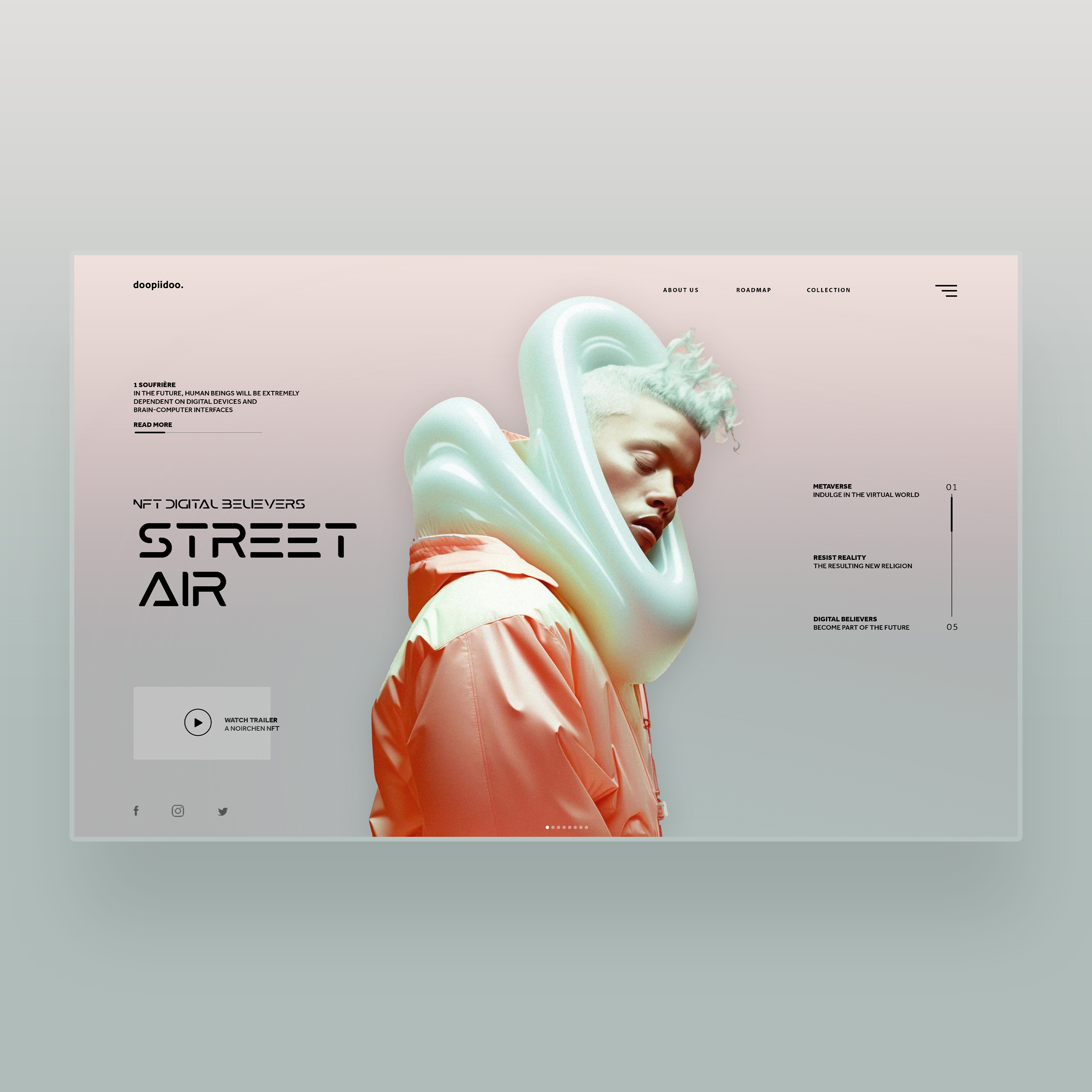 Street Air Web Ui Design Concept branding design futuristic graphic design jacket logo nft nft artwork nft website puffer jacket streetwear tech wear ui ui design ux ux design web design