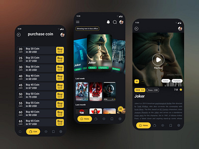cinema app UX/UI 3d cinema darkmode figma graphic design ui ux