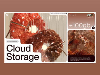 Cloud Storage landing page 3d abstract block design cloud glass landing page webdesign website