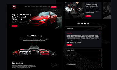 Mad Coupe - Automobile Car Detailing Landing Page Website branding ui ux