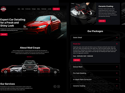 Mad Coupe - Automobile Car Detailing Landing Page Website branding ui ux