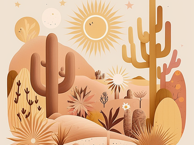 desert cactus sun ai cactus desert design draw fashion graphic design ia illustration midjourney painting print sun