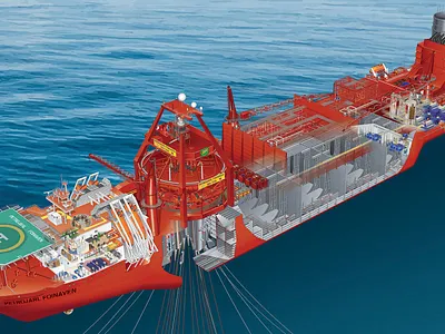 FPSO Petrojarl Foinaven cutaway instructional illustration technical illustration technical illustrator vector art