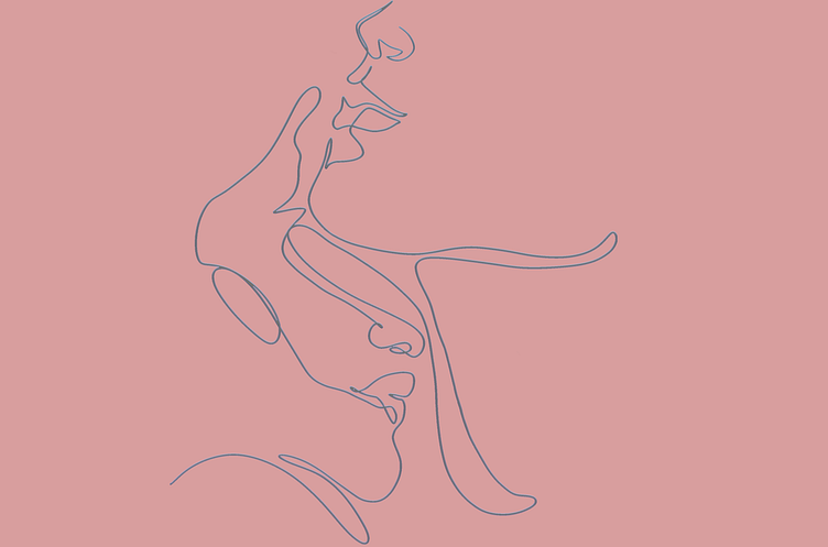 Stylish line art graphic/Kiss of love by Bcute on Dribbble