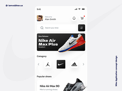 Nike - Application design concept android app app design branding design illustration jordan logo nike shoe sneakers ui ux vector