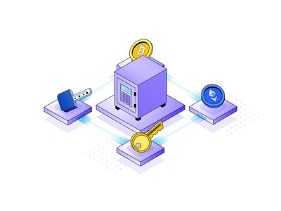 Easy Vault Access - Custom Illustration access bitcoin crypto easy access illustration isometric key private key public key vault vector web illustration