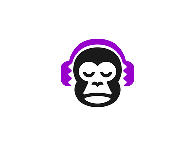 Monkey With Headphone Logo animal animal logo ape ape logo design entertainment face head headphone icon logo logo design logodesign mascot minimalist logo monkey monkey logo music primate technolofy