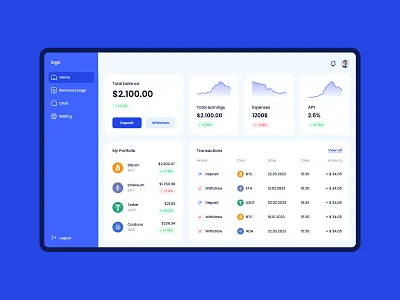 Crypto — Dashboard 2023 app b2b b2c bank chart currency digital finance fintech marketing money portfolio product saas sales sturtup trend ui ux