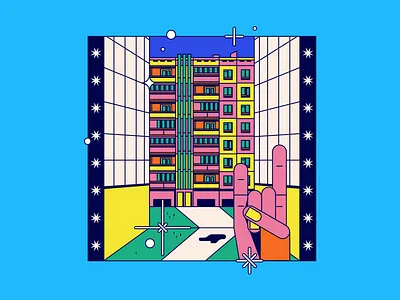 Glubinka district art building district figma flat illustration web