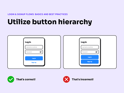 Login & signup tip: utilize button hierarchy best practice best practices button hierarchy design education form login signup tip ui ux uxcel web app web application