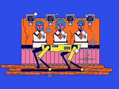 Pioner art blue boston dynamics camera flat illustration patriot pioner wall