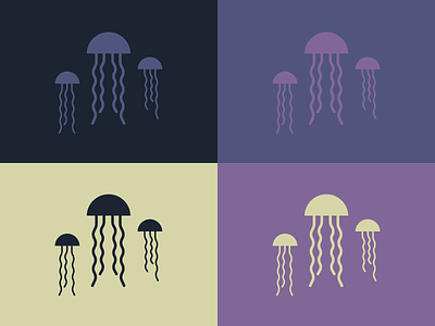 PB & Jelly color design fish flat graphic design illustration jelly fish jellyfish minimal ocean palette sea sketch