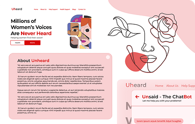 Unheard!! chatbot collaboration doctors feedback health illustration ngo ui uiux unheard ux web application webdesign women health women safety
