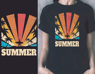 SUMMER T SHIRT DESIGN adventure branding design graphic design illustration logo mountain t shirt design summer summer t shirt summer vibe t shirt t shirt design