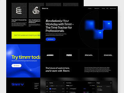 Timrrr - Landing Page 3d animation color dark dark landing dashboard design explore landing landing page motion selasa agency time tracker time tracker landing timer timrrr trending typography ui ux