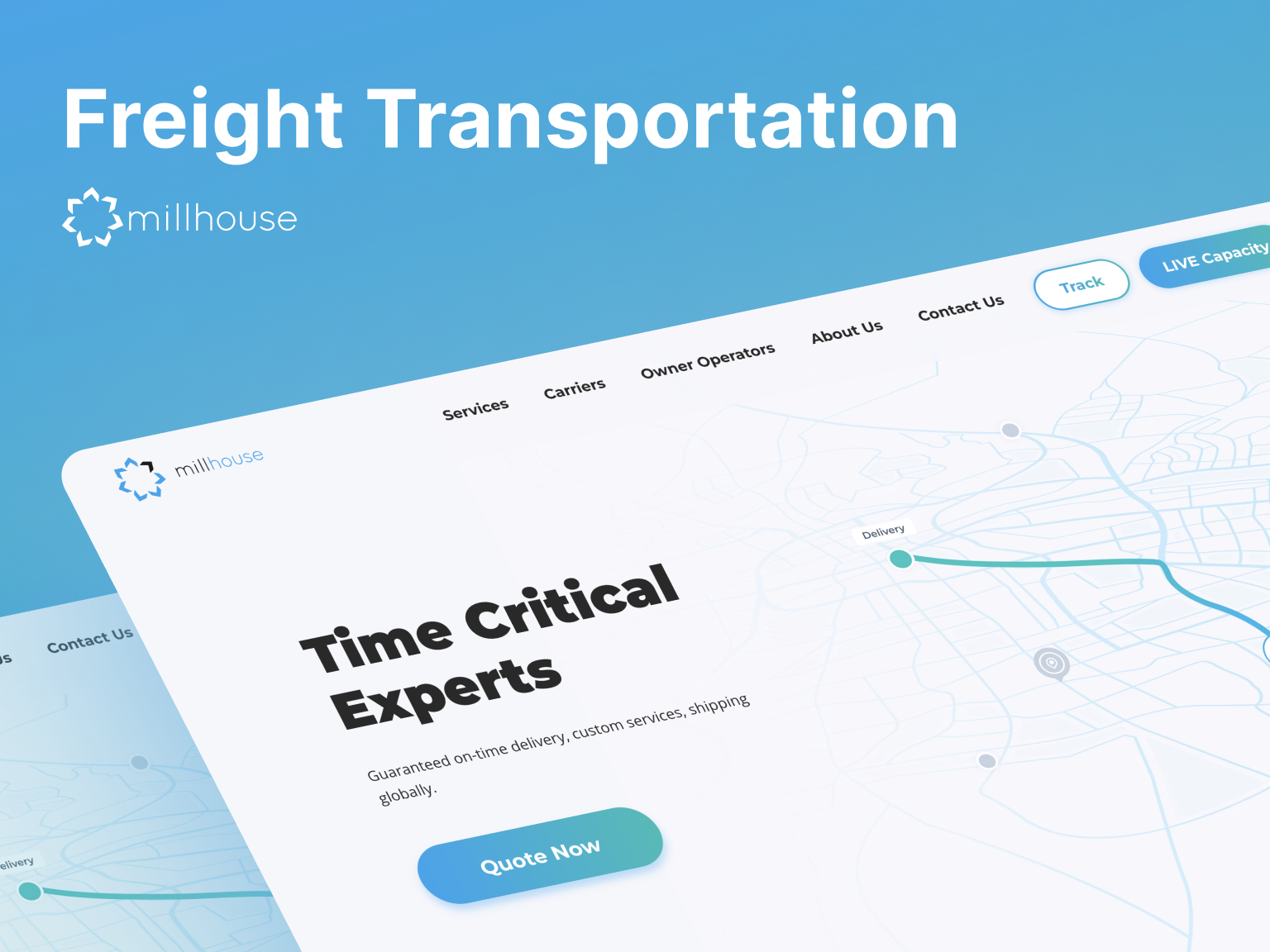 Millhouse | Logistics Company app branding delivery freight graphic design identity logistics map millhouse social media tracking ui ux web design