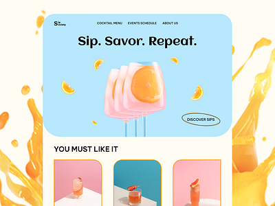 Cocktail bar / website design / landing page design drink sip ui ux web