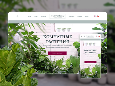 Indoor plants concept branding concept design flowers houseplants main screen mein page ui ux webdesign комнатные растения