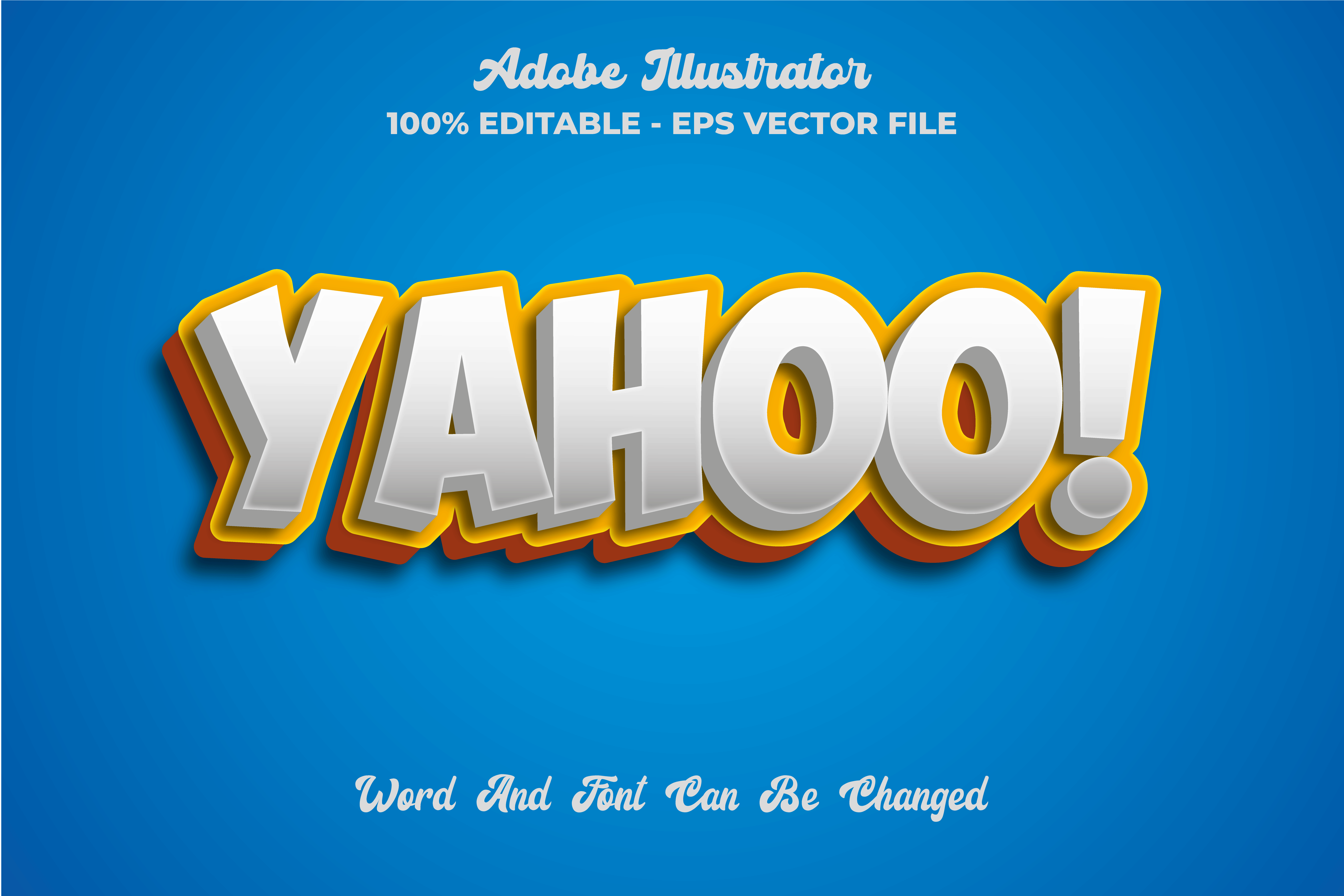 Realistic 3D yahoo! editable text effect child
