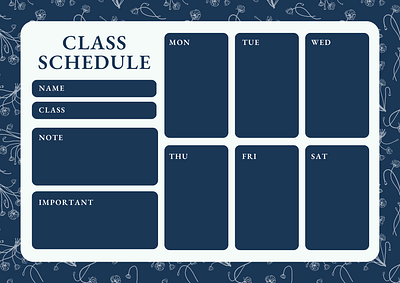 Blue White Simple Floral Class Schedule Landscape branding canva canvatemplate design design graphic v graphic design logo planner template