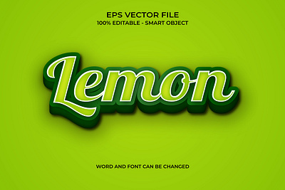 3D Lemon editable text effect light green color shadow