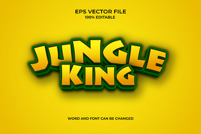 Editable 3D jungle king text style effect creative