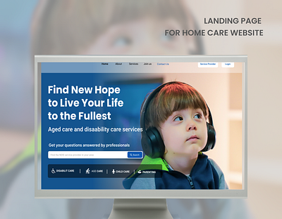 Landing page for Care home website