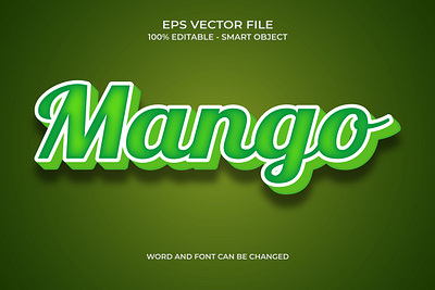 3D Mango editable text effect with green color orange